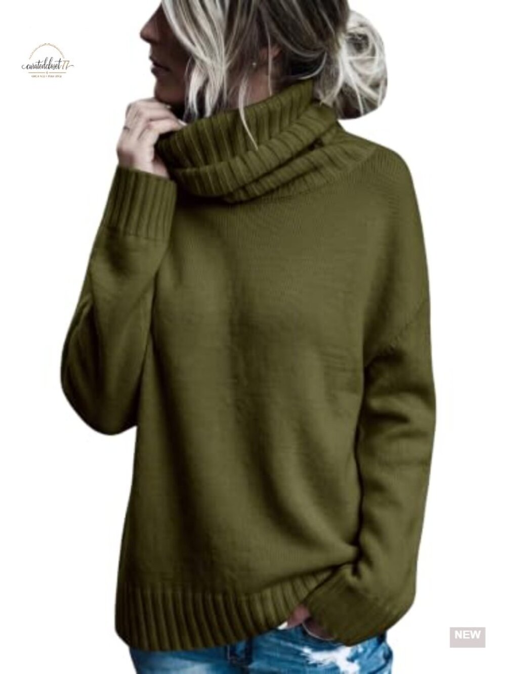 Oversized Turtleneck Cable Knit Pullover Sweater Chunky Knit